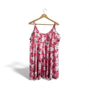 NWT Ecupper Pretty Pink Floral Tankini Top Size 3X